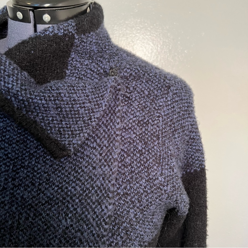 Joseph A. Buffalo Check Longline Duster Cardigan Blue Black - Picture 6 of 13